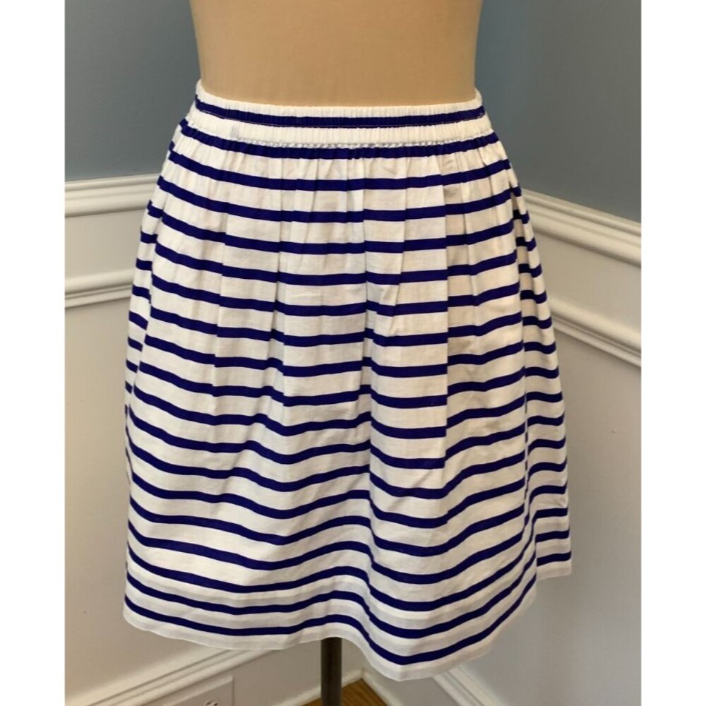 J Crew Skirt Womens 4 Nautical Striped Pockets A Line Pull On Preppy Unlined